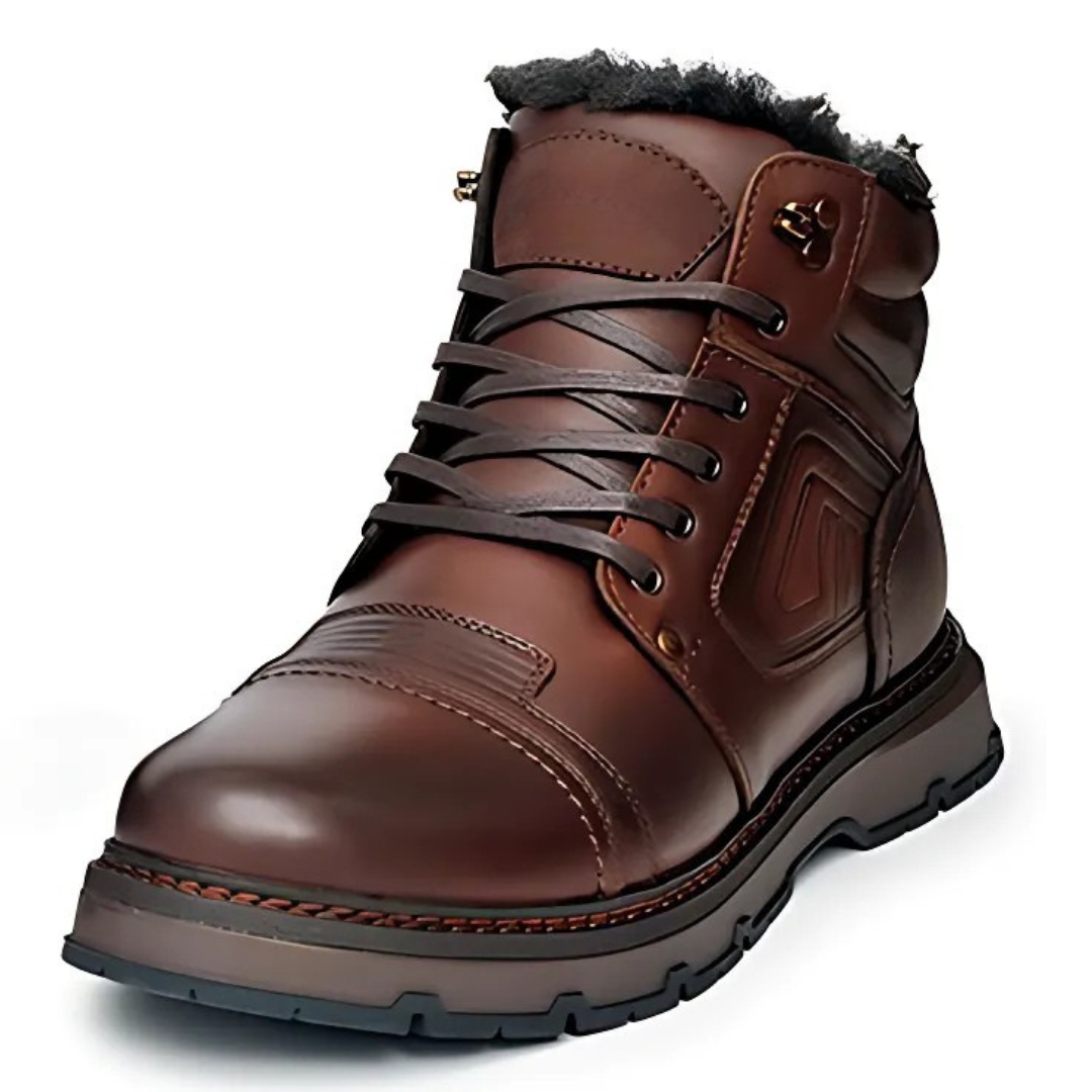 Botas de invierno para hombre de cuero auténtico marrón®