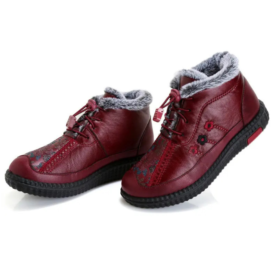 Botines de cuero hechos a mano con suela antideslizante para mujer