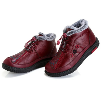 Botines de cuero hechos a mano con suela antideslizante para mujer