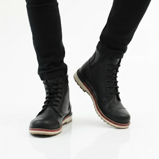 Bota de cuero con cordones para hombre®