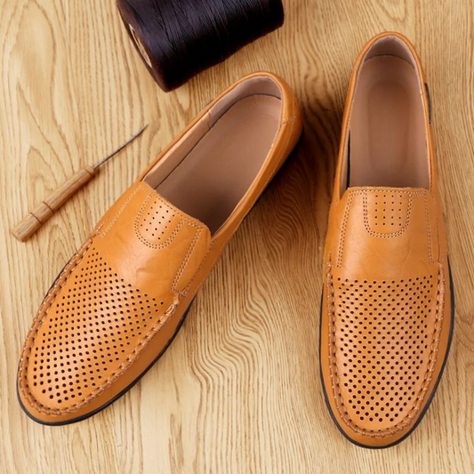 Mocasines casuales de cuero con diseño transpirable y suela ergonómica
