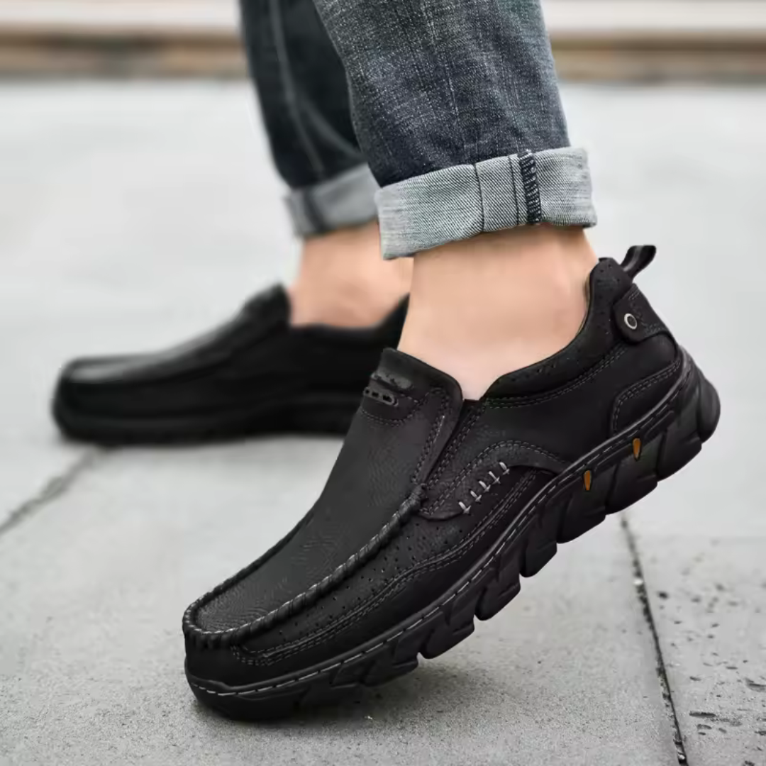 Mocasines casuales de cuero para hombre, ligeros, transpirables y antideslizantes