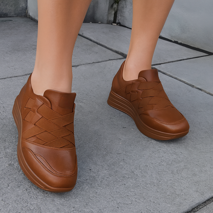 Zapatos de cuero ortopédicos con suela antideslizante para mujer