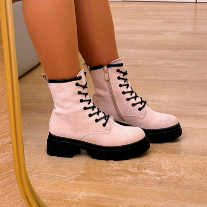 Bota militar con plataforma efecto ante para mujer