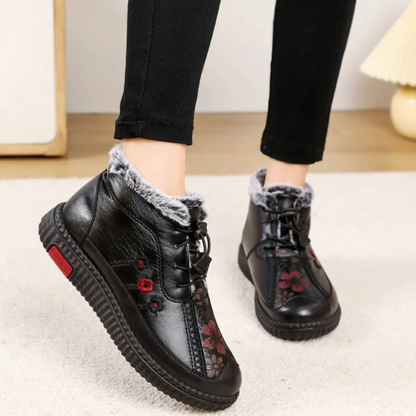 Botines de cuero hechos a mano con suela antideslizante para mujer