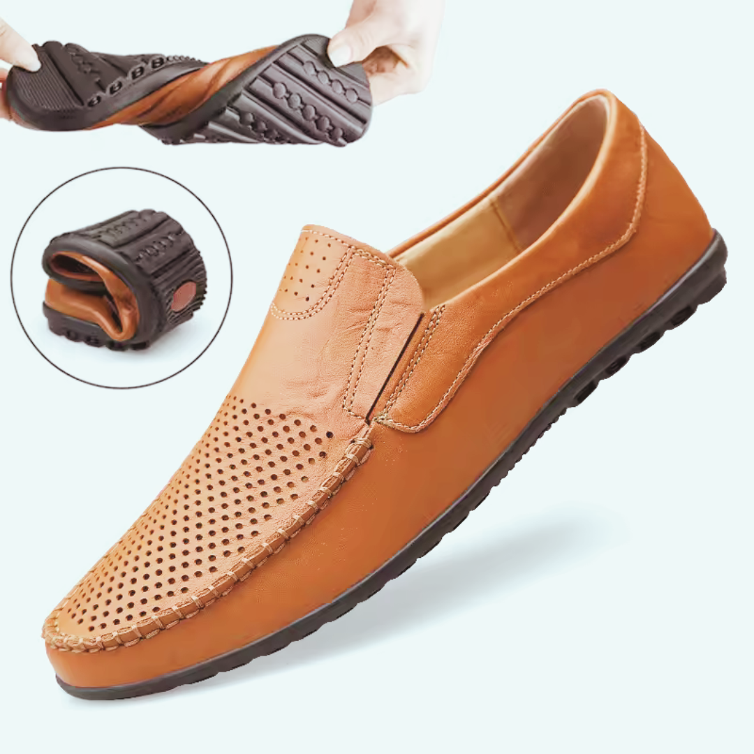 Mocasines casuales de cuero con diseño transpirable y suela ergonómica