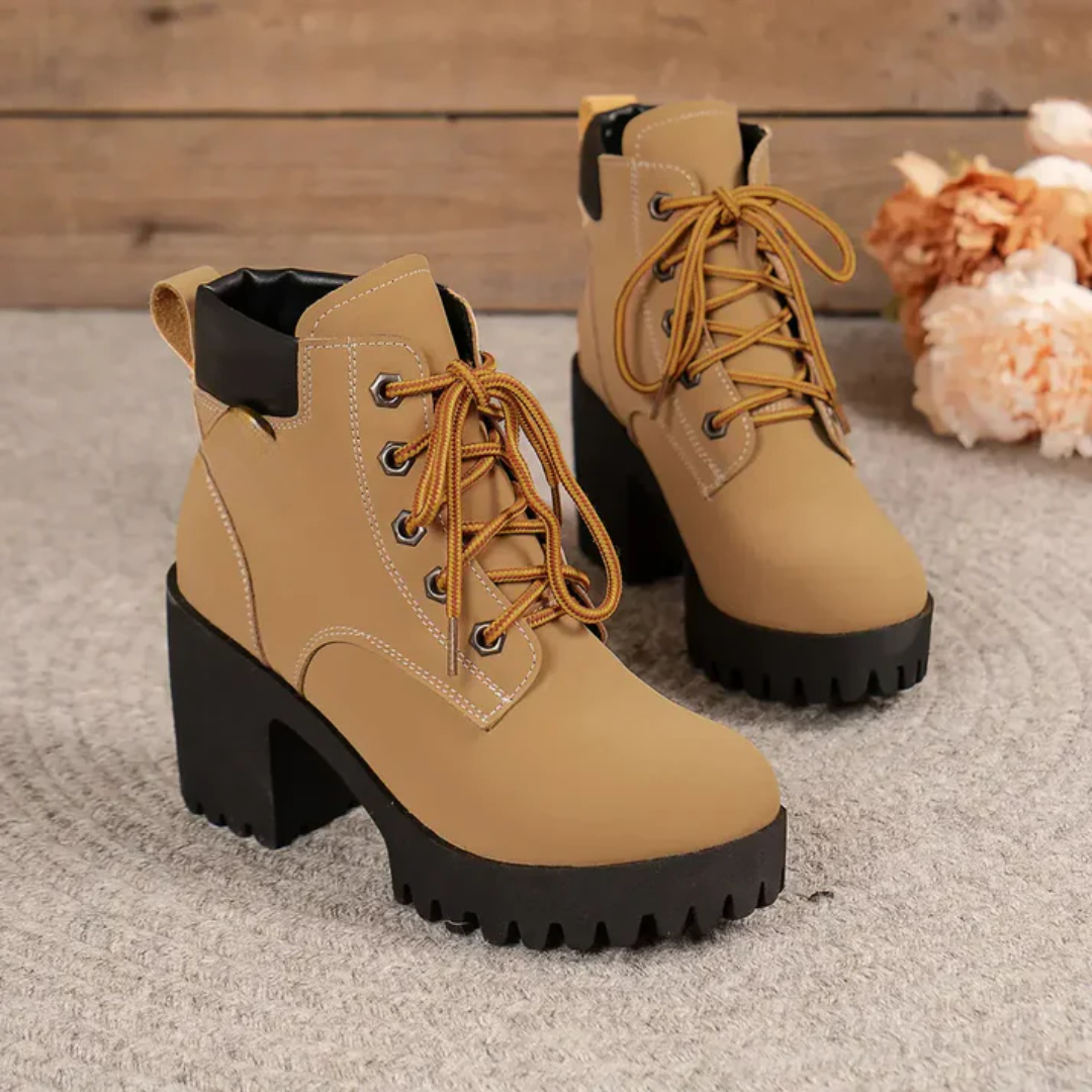 Botas de plataforma de cuero para mujer