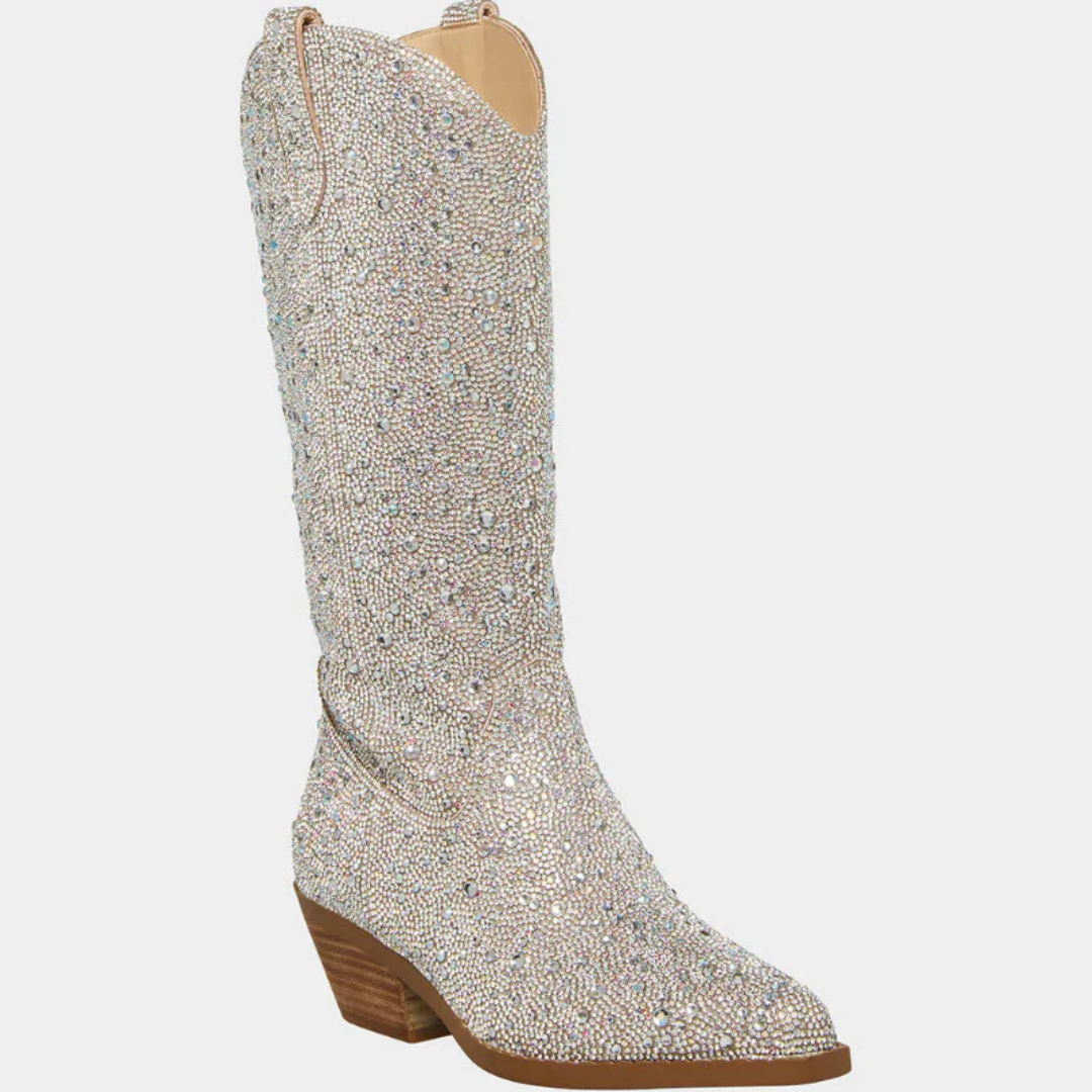 Botas brillantes de tacón para mujer