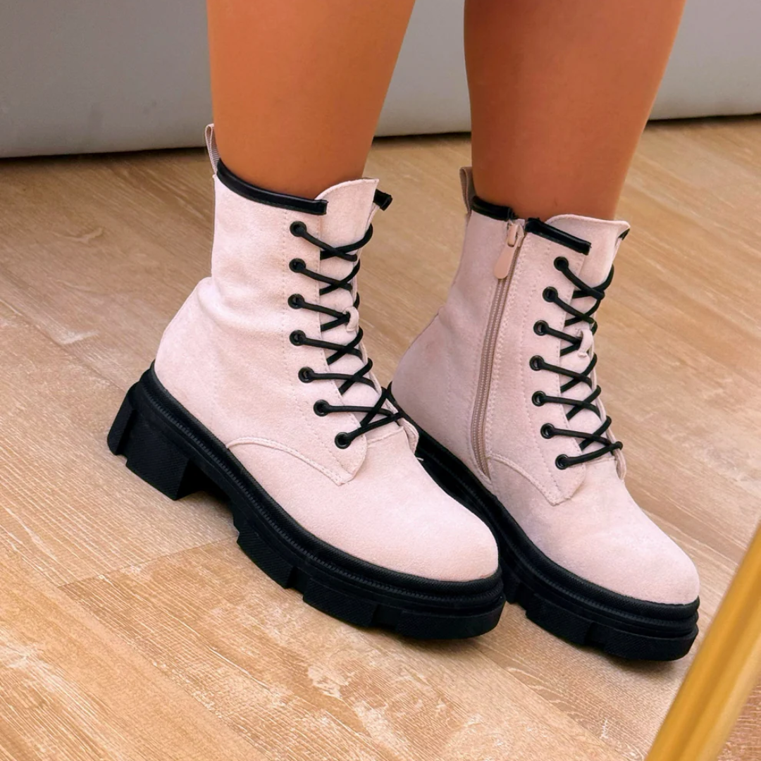 Bota militar con plataforma efecto ante para mujer