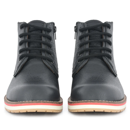 Botín de Cuero Negro con Base Tricolor Para Hombre®