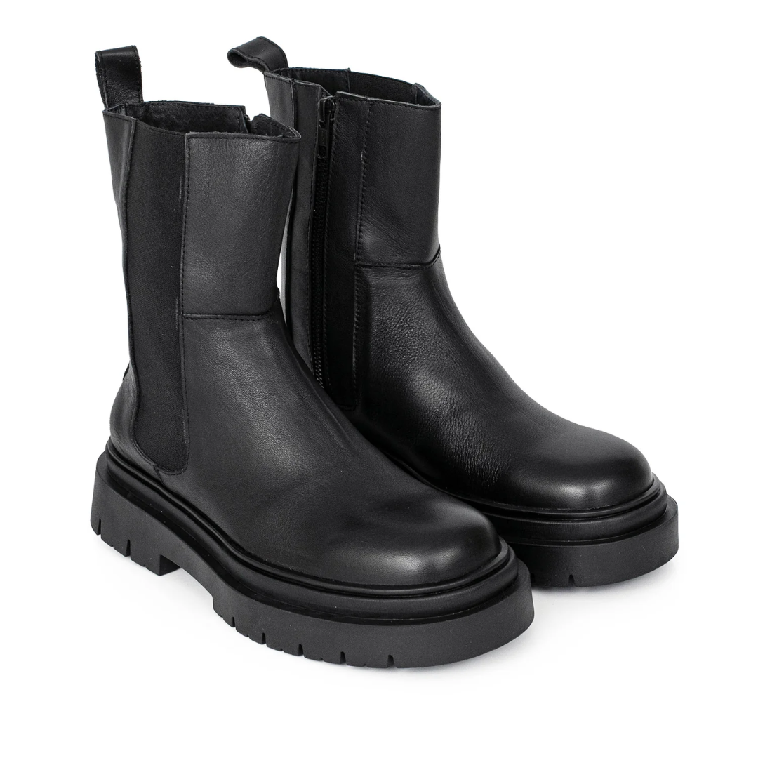 Bota de Cuero de Estilo Urbano con Suela Antideslizante para Mujer®