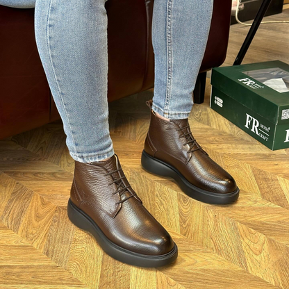 Botas de Cuero de Textura Rugosa para Hombre®