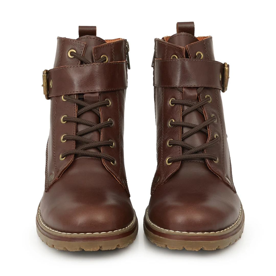 Bota de Media Caña de Cuero con Estilo Urbano Para Mujer