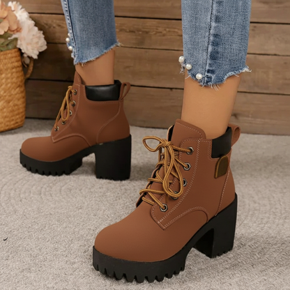 Botas de plataforma de cuero para mujer