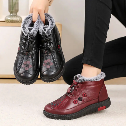 Botines de cuero hechos a mano con suela antideslizante para mujer