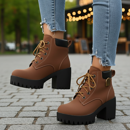 Botas de plataforma de cuero para mujer