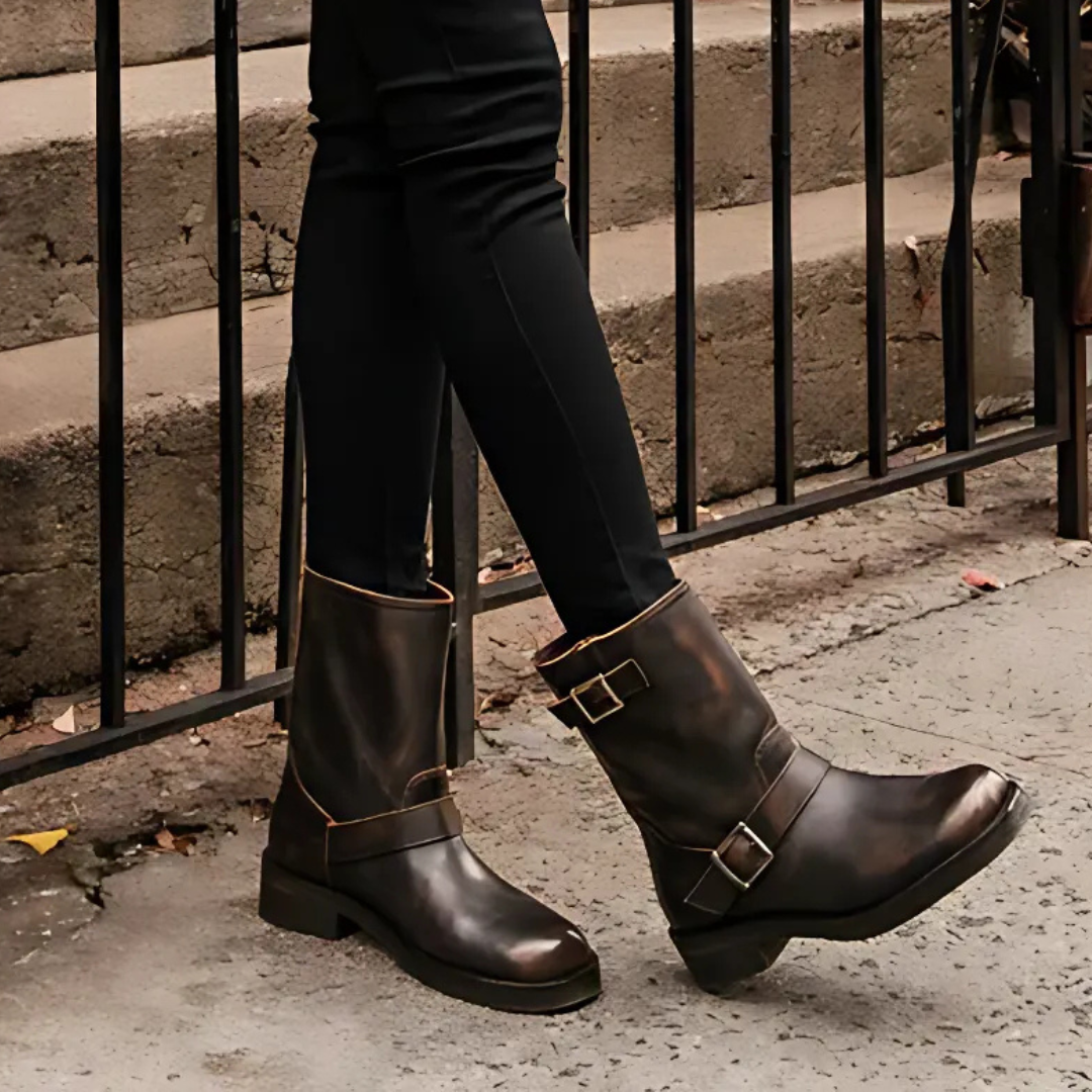 Botas de cuero estilo vintage para mujer