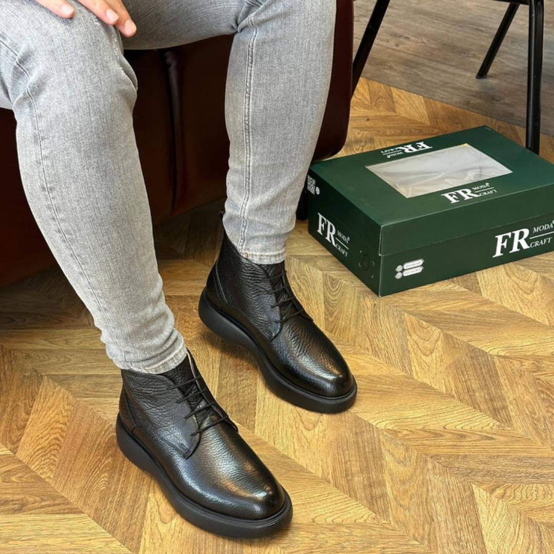 Botas de Cuero de Textura Rugosa para Hombre®