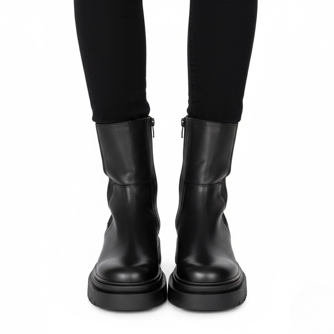 Bota de Cuero de Estilo Urbano con Suela Antideslizante para Mujer®